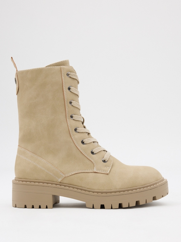 Mid-calf boots with platform beige