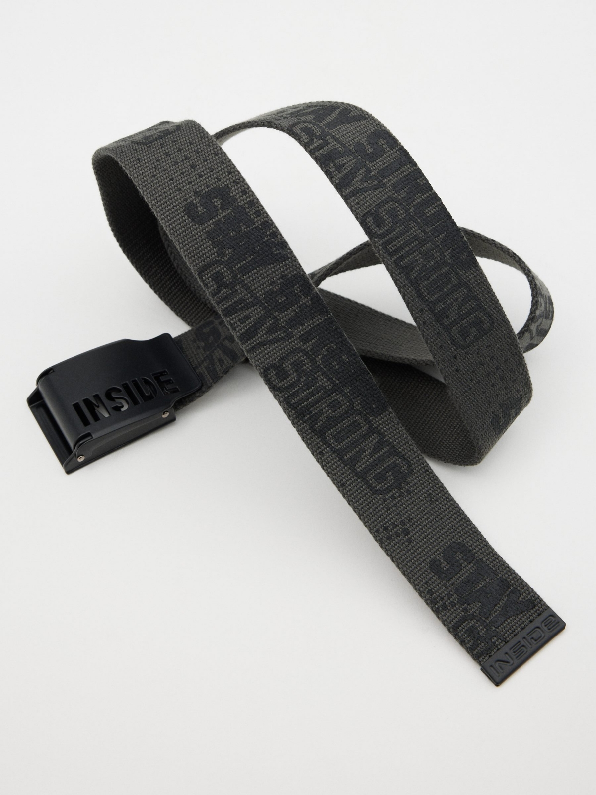 INSIDE print canvas belt dark grey detail view