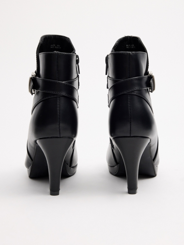 Black ankle boots with buckle heel black