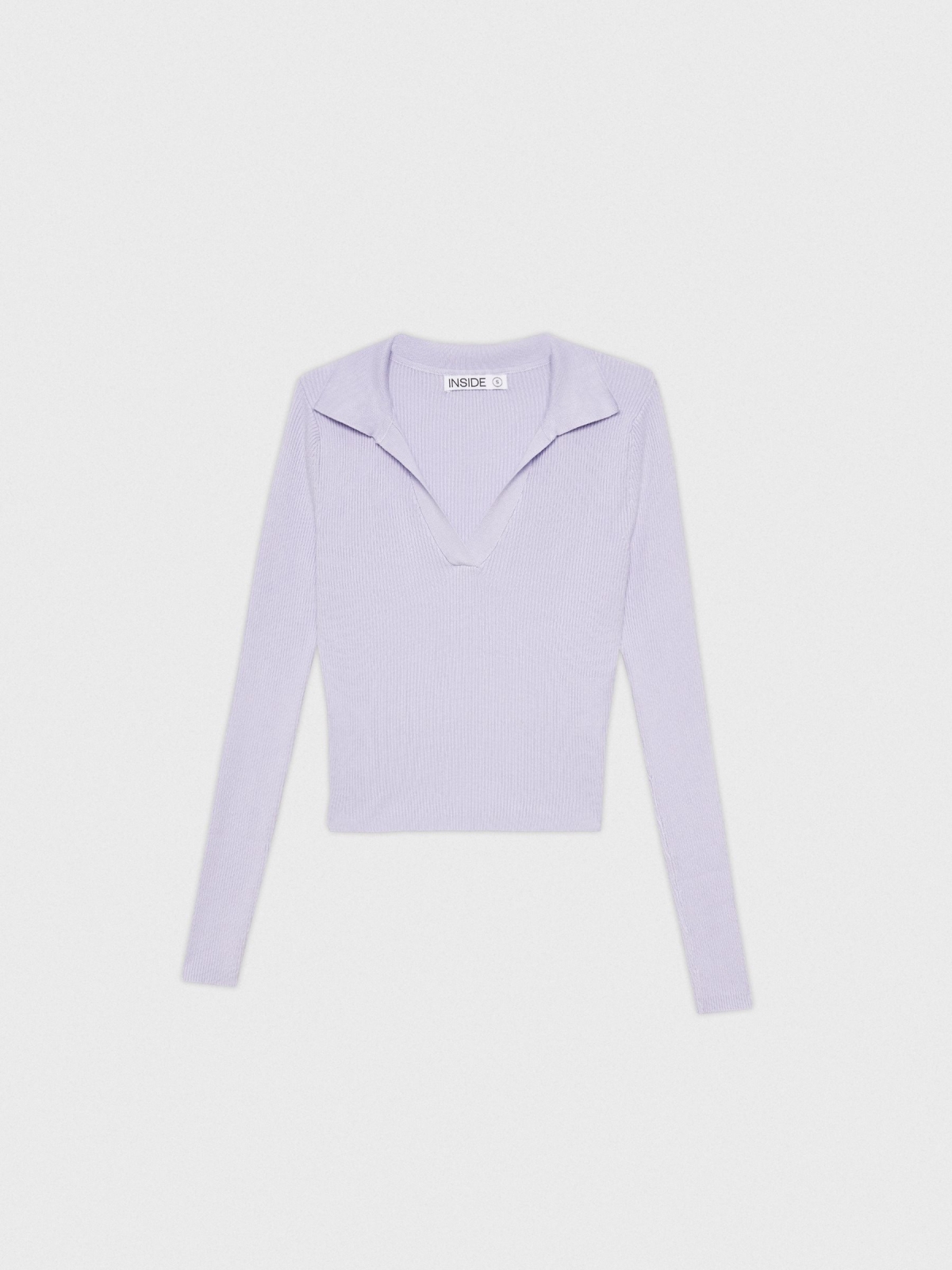  Slim crop polo neck sweater violet