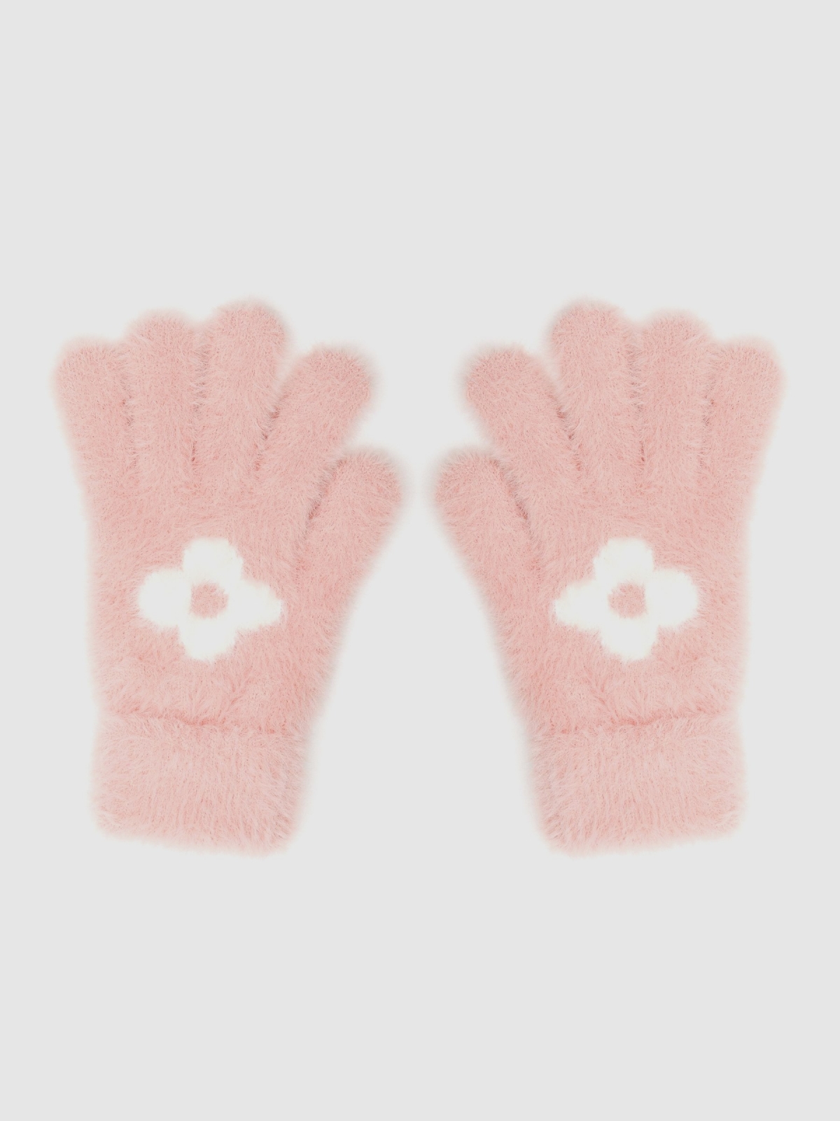 Pink gloves with flower pink