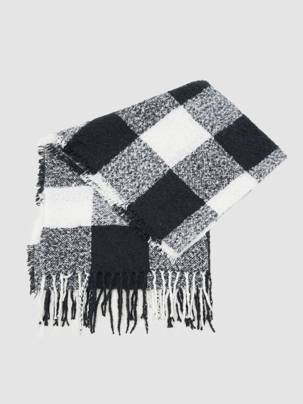 Oversized print scarf black