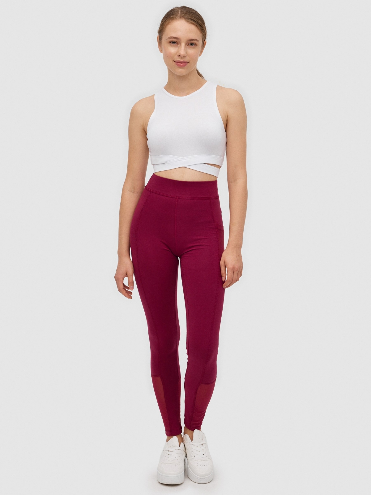 Leggings with pocket garnet front view