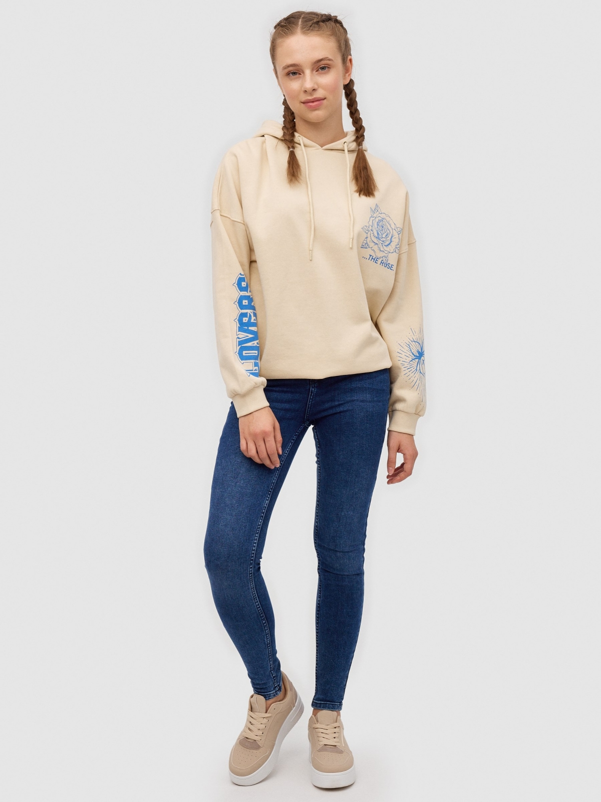 Lovers oversized sweatshirt sand front view