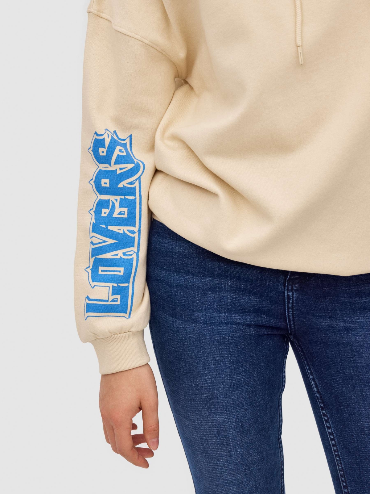 Sweatshirt oversized Lovers areia vista detalhe