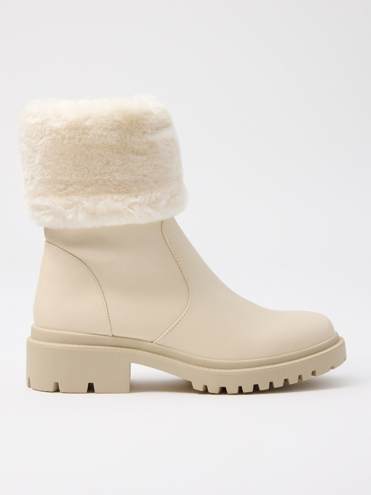 Fashion fur collar ankle boots white