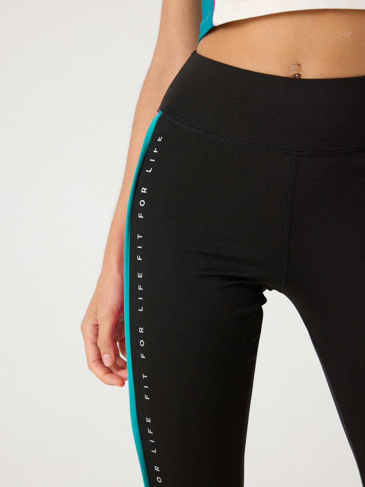 Leggings Fit for life negro vista detalle