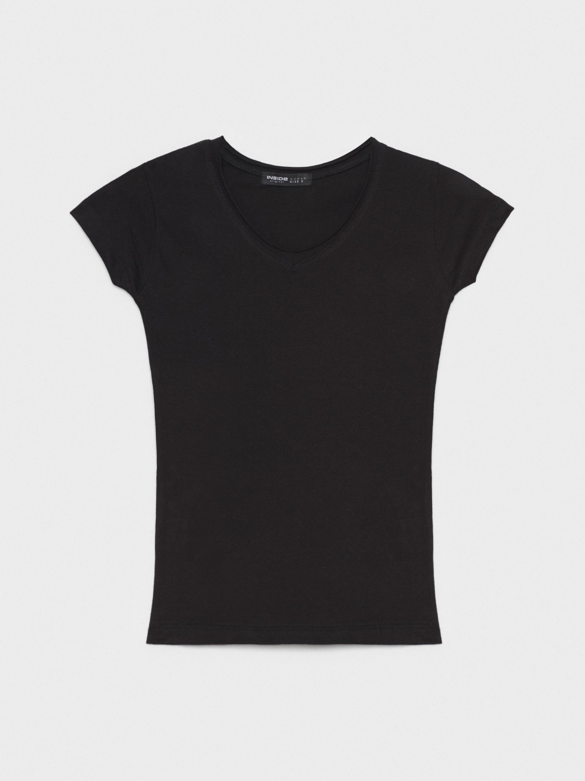  Camiseta básica cuello pico negro