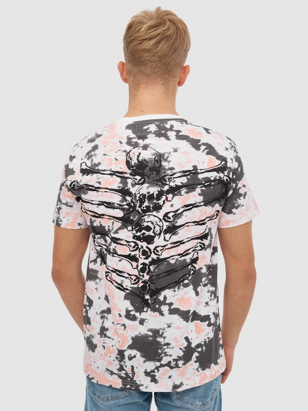 Tie&Dye skull t-shirt white middle back view