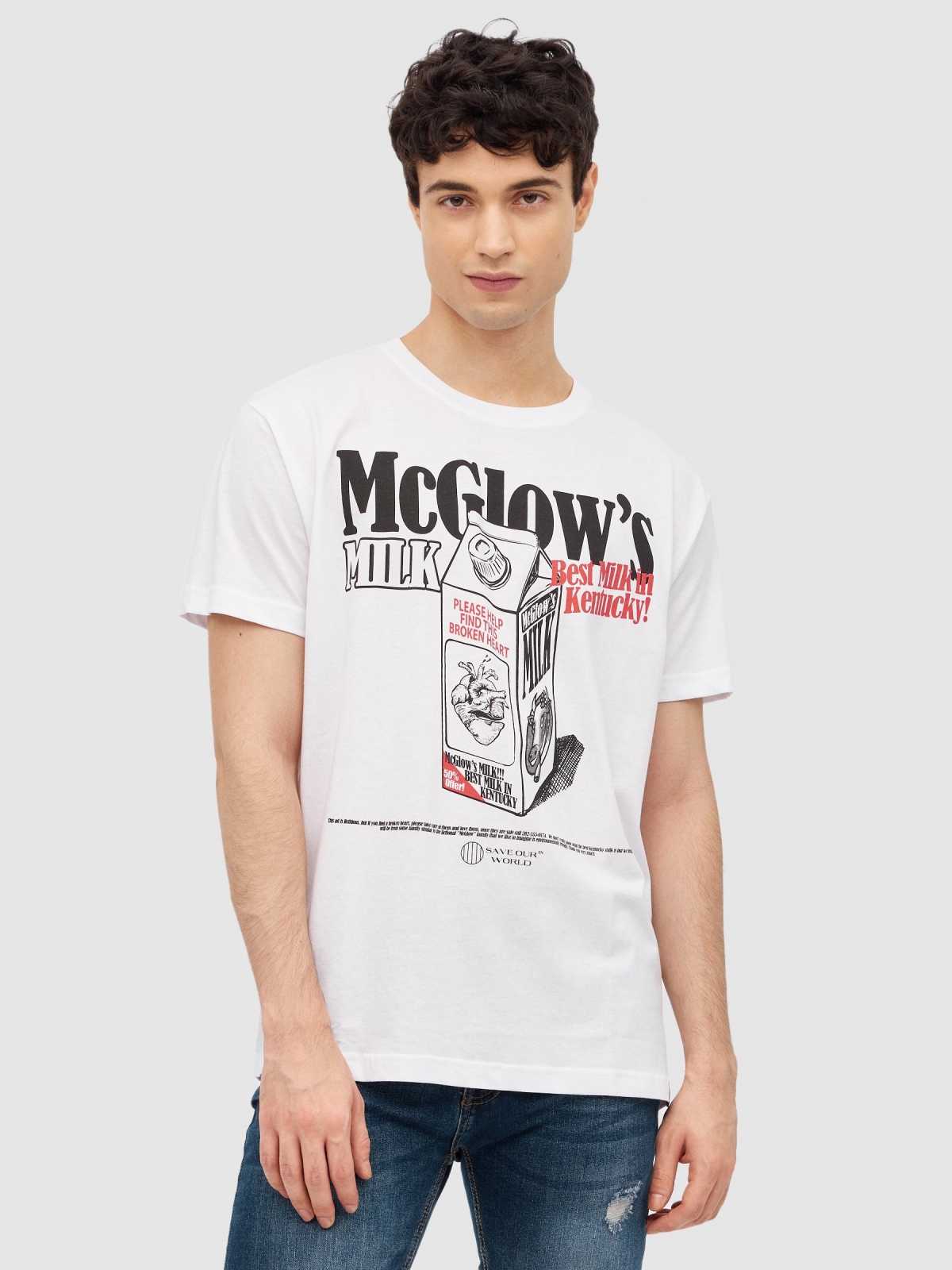 Camiseta Milk Kentucky blanco vista media frontal