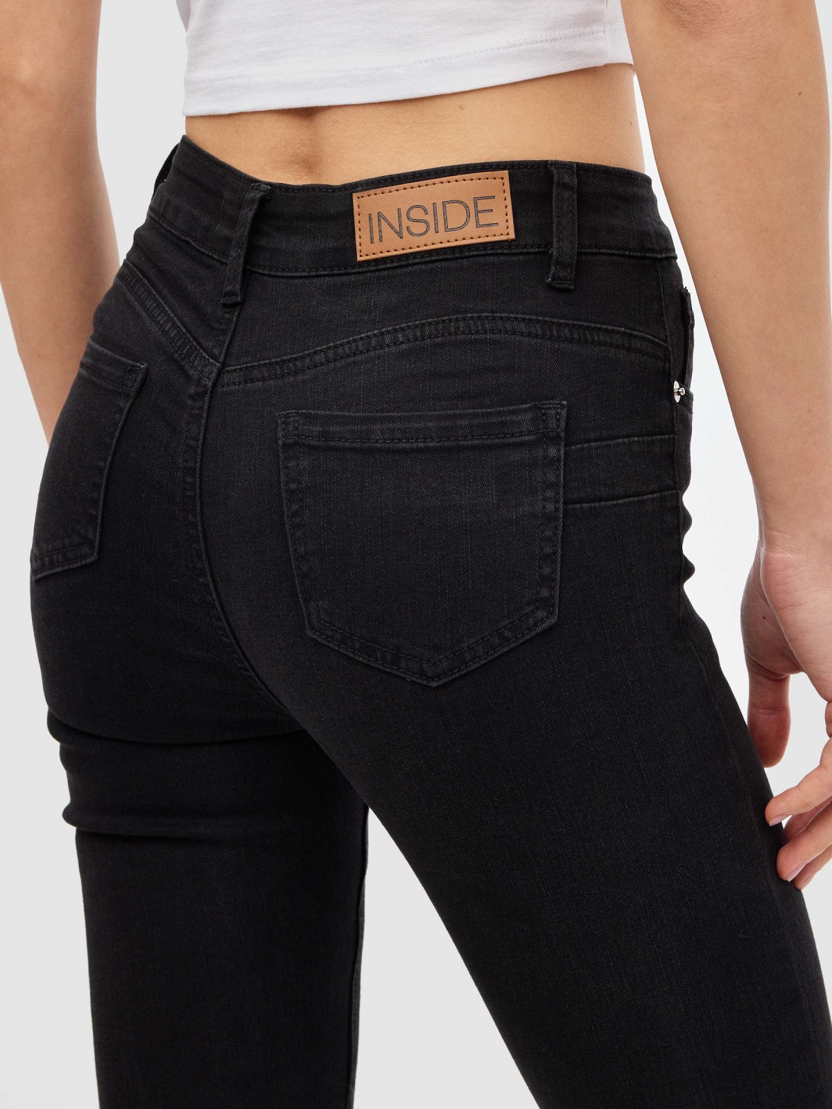 Jeans skinny push up denim negro negro vista detalle