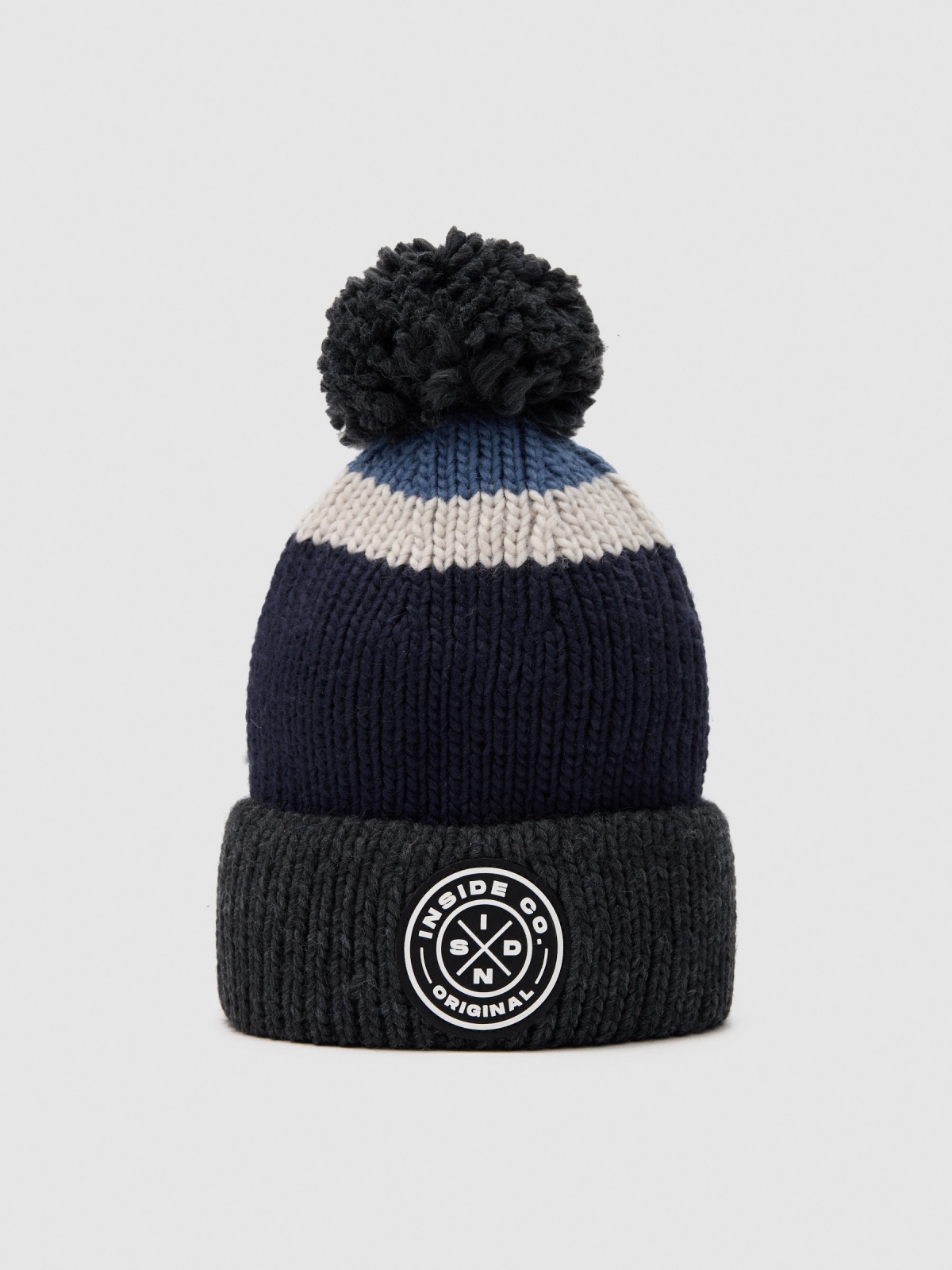 Gorro con pompón hombre azul