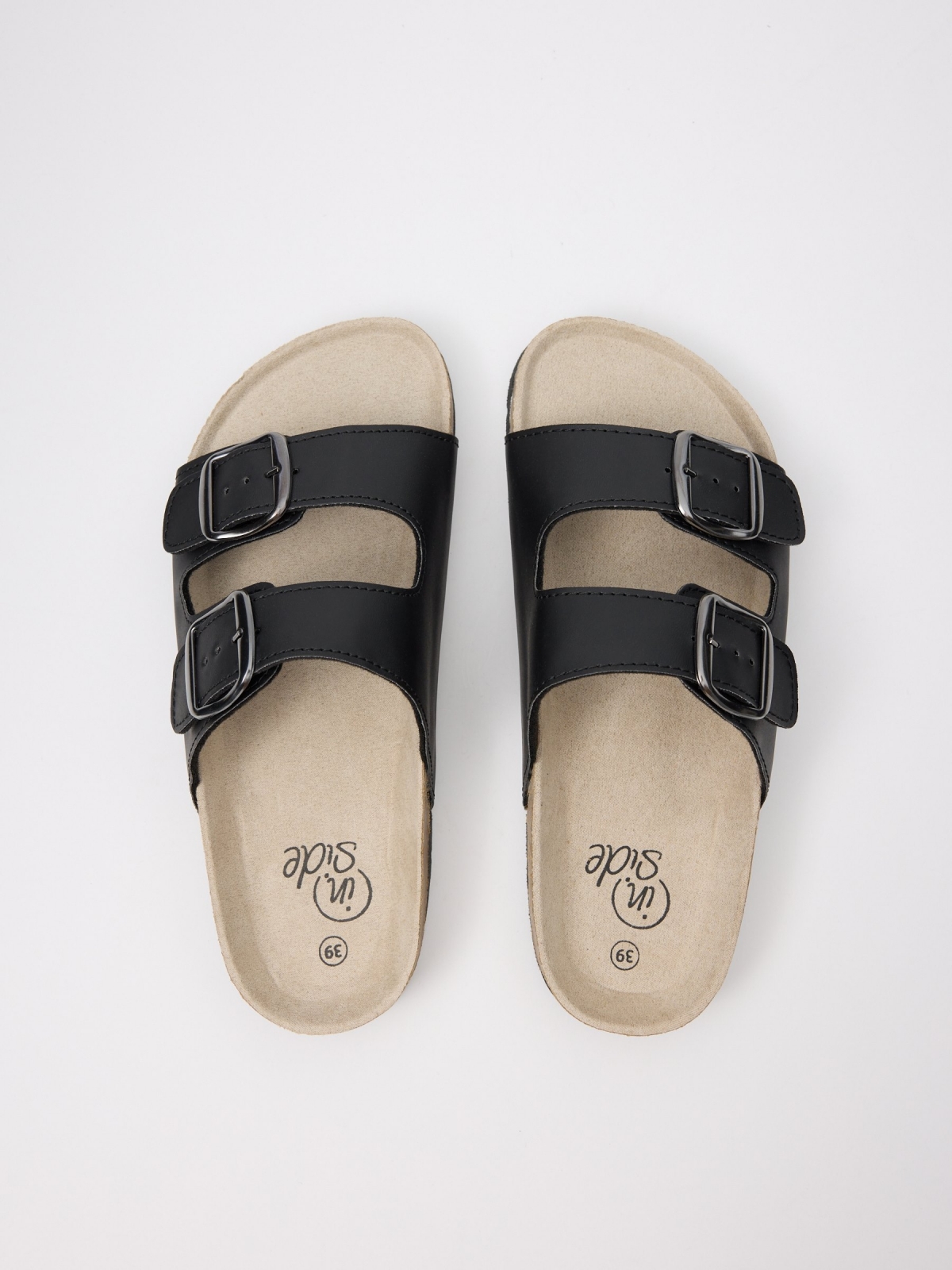 Bio buckle sandals black zenithal view