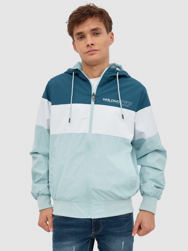 Nylon jacket with hood