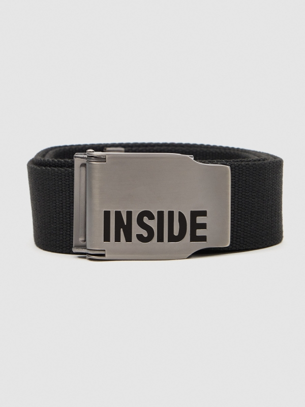 Coloured canvas belt black detail view