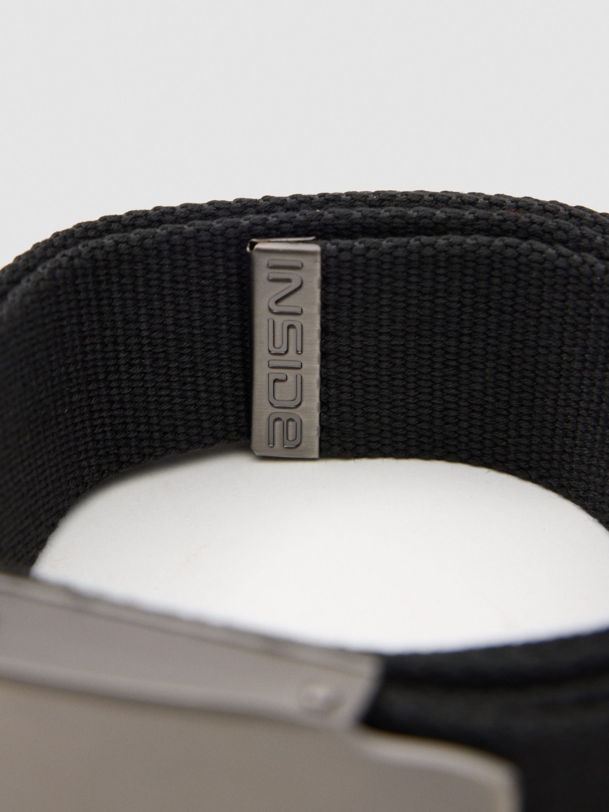 Coloured canvas belt black detail view