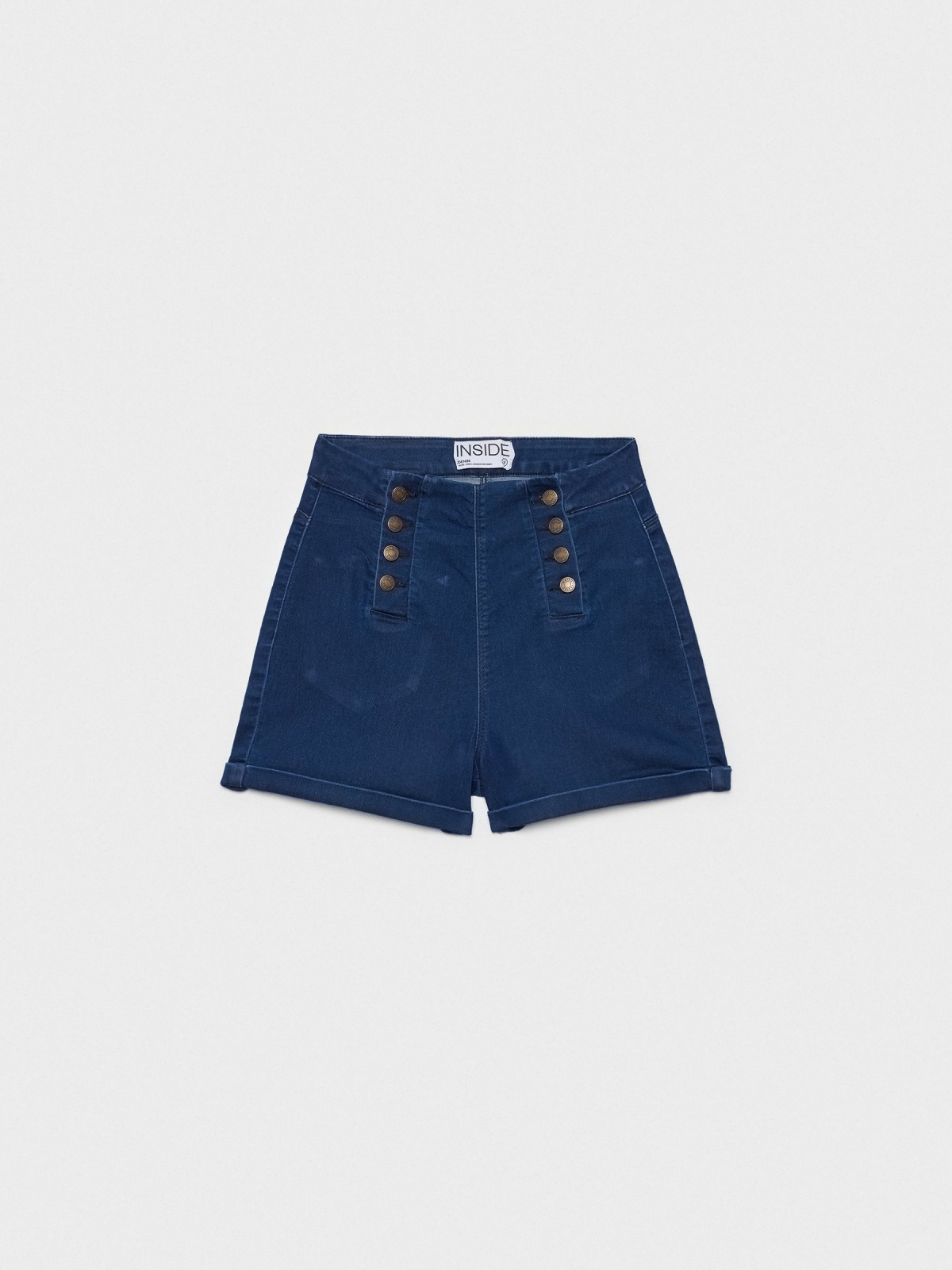  Buttoned high waist denim shorts blue