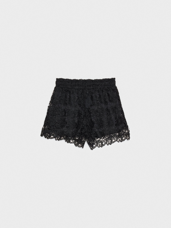  Shorts de renda cintura elástica preto