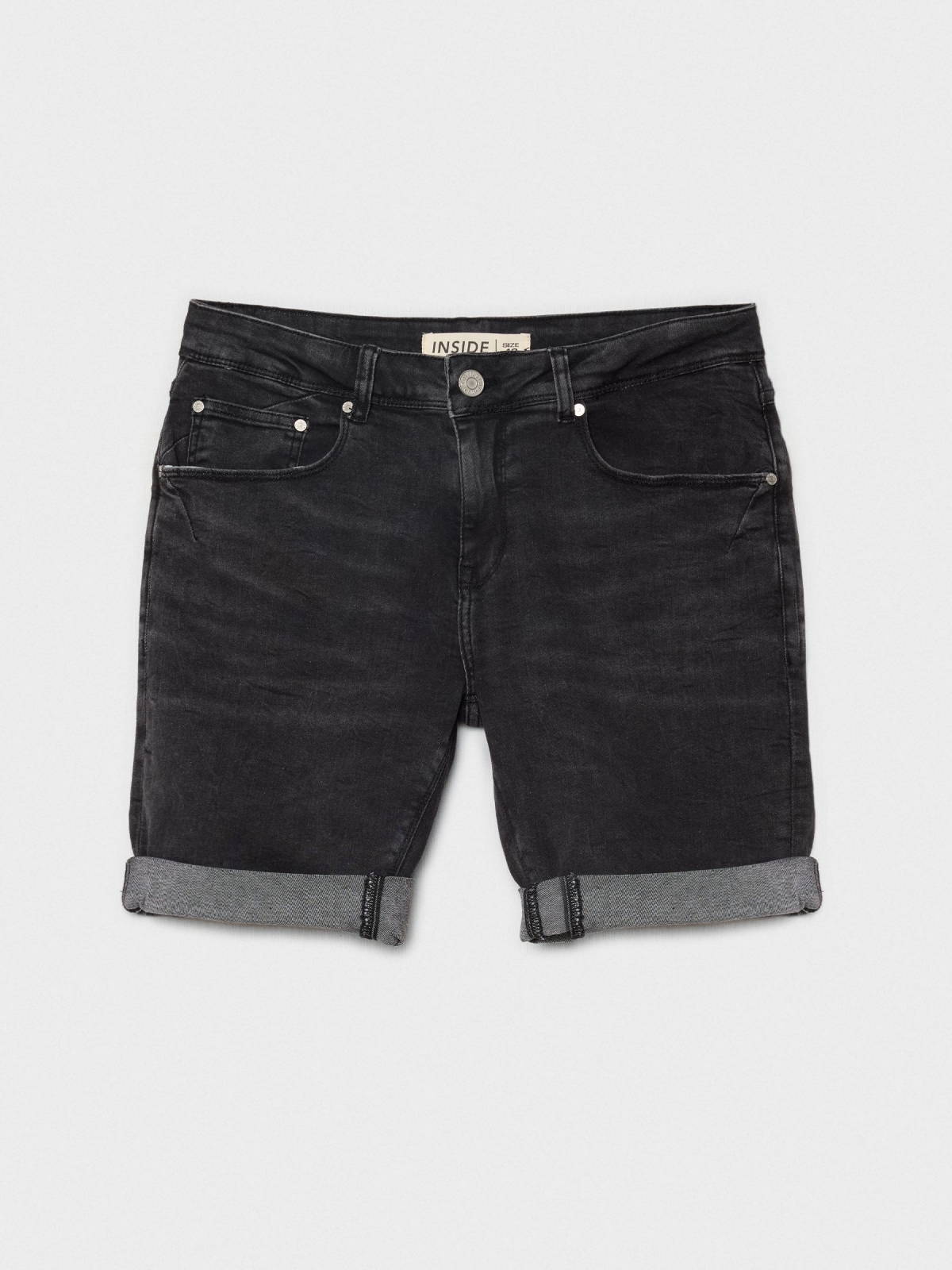  Bermuda denim bajo vuelta negro