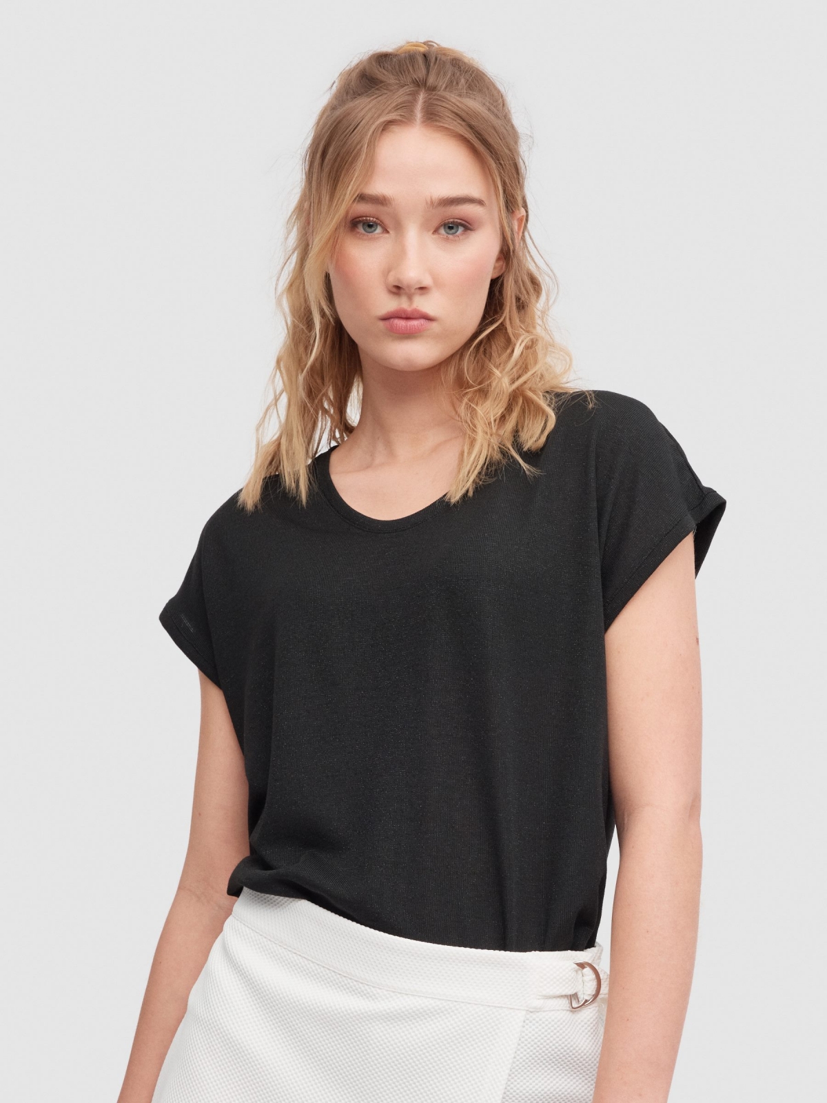 Lurex V-neck T-shirt