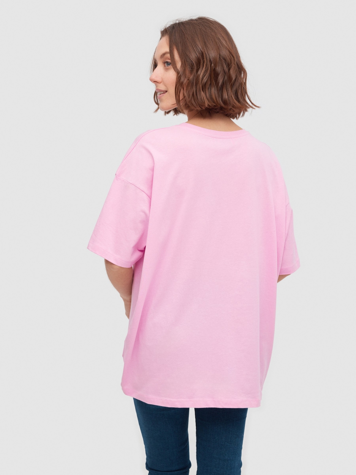 Camiseta oversize Sunrise magenta vista media trasera