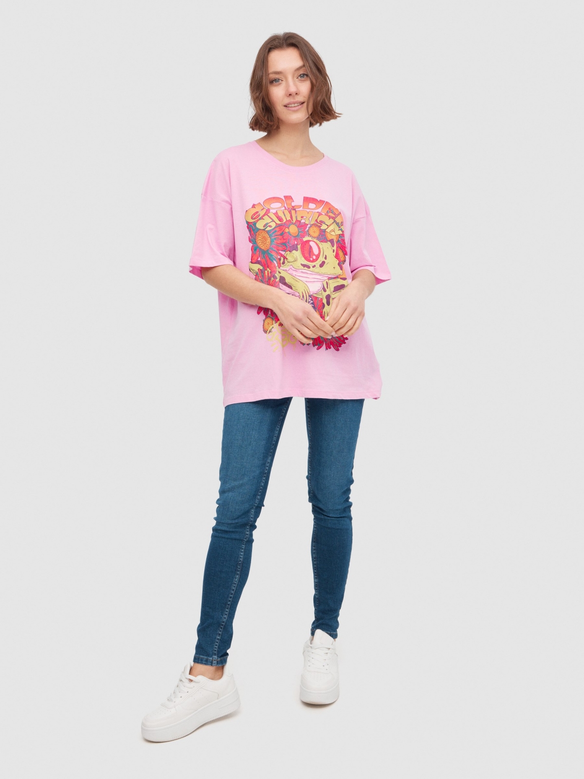 Camiseta oversize Sunrise magenta vista general frontal