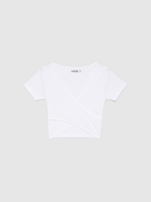  T-shirt com nervuras cruzadas branco