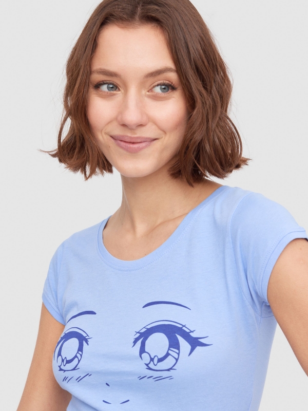 Kawaii T-shirt blue detail view