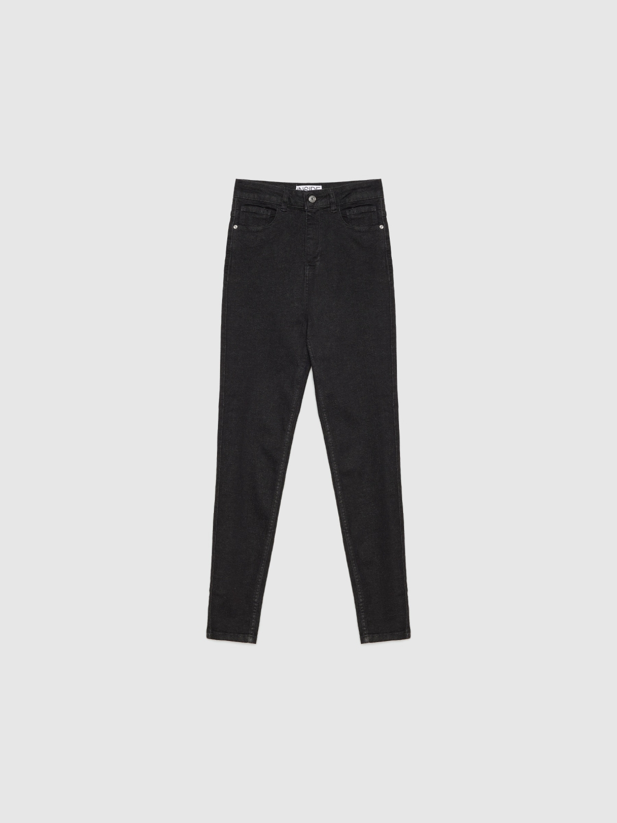  Jeans skinny de cintura alta negros preto