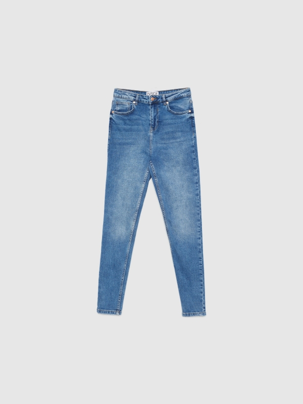  Jeans skinny tiro medio azul escuro