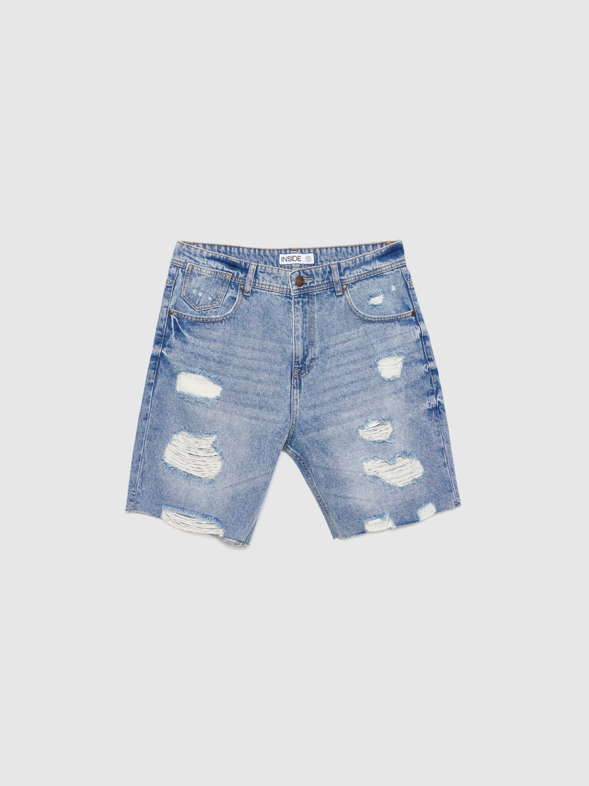  Regular ripped denim bermuda short blue