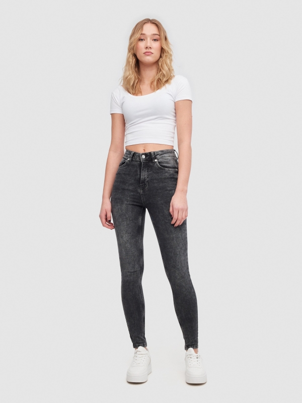 Jeans skinny push up negro vista general frontal