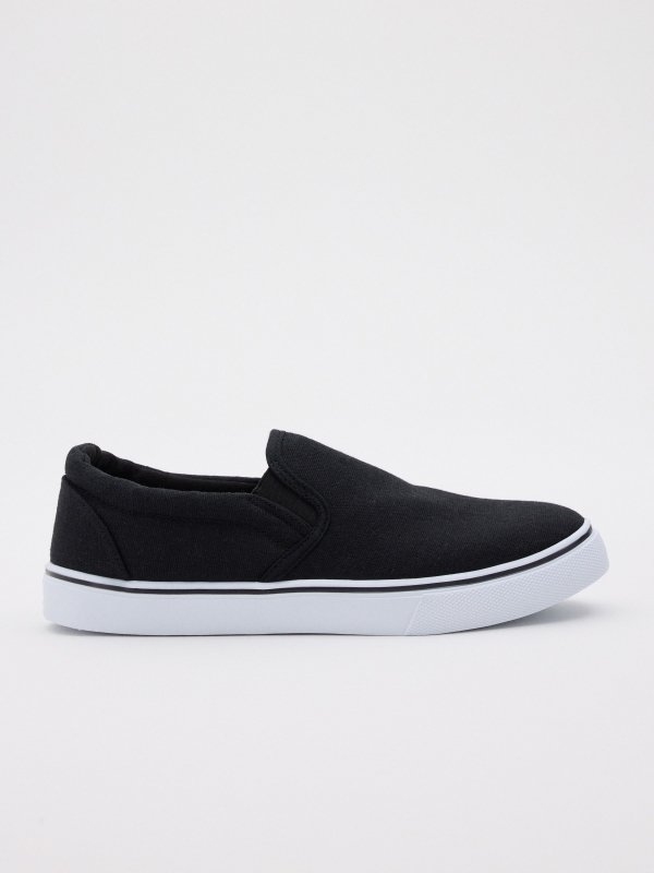 Elastic black canvas shoe black