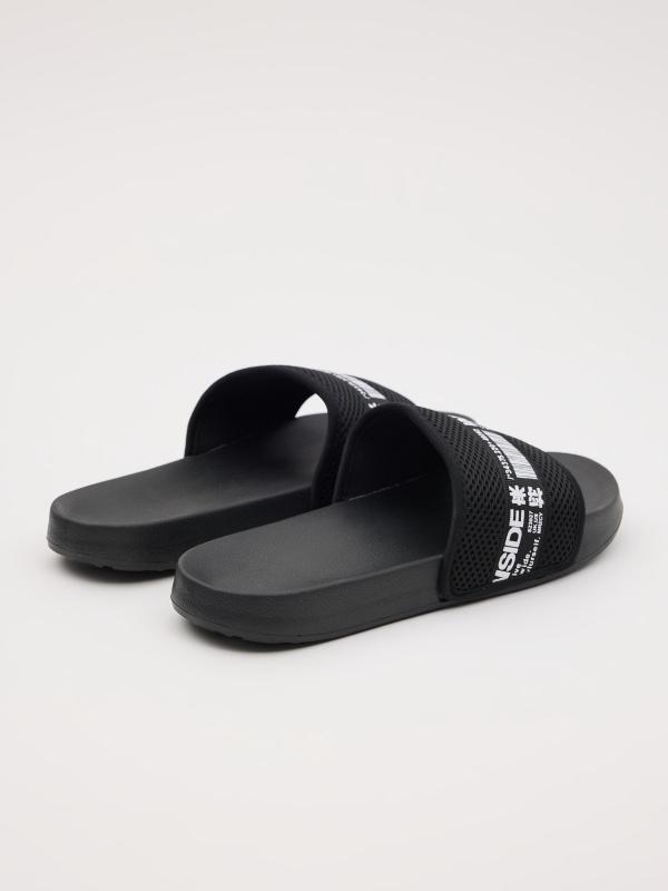 Chanclas pala de nylon negro vista trasera 45º