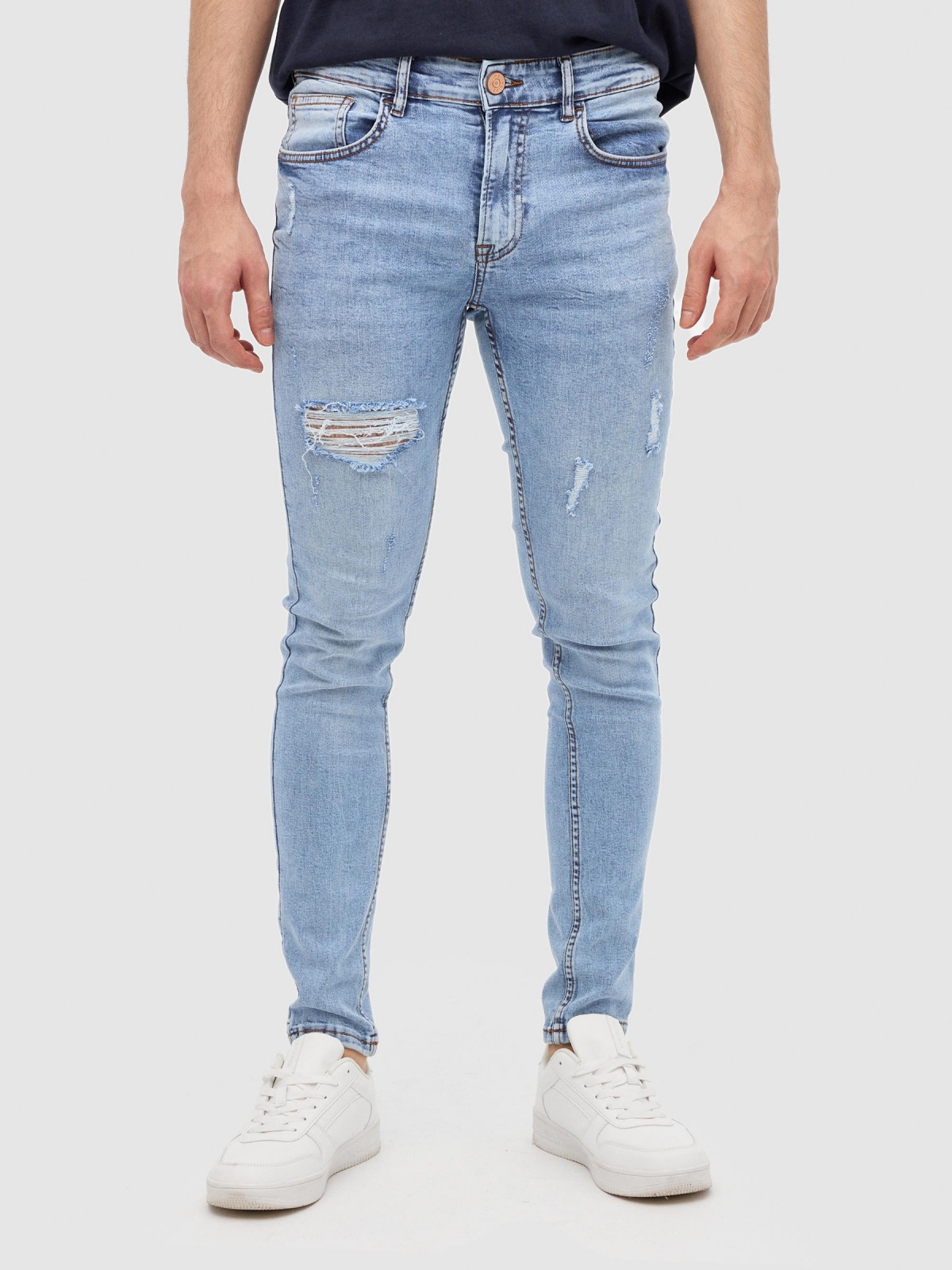 Jeans super slim azul vista media frontal