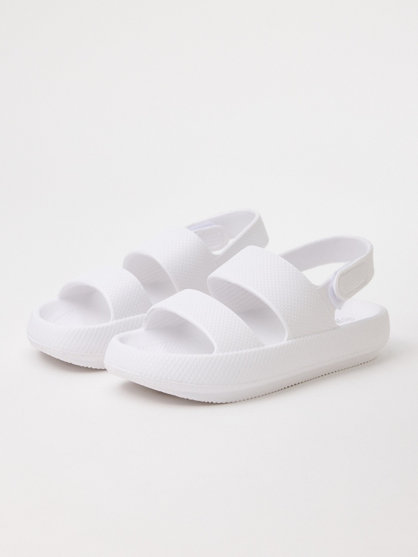 Chanclas comfort blanco vista frontal 45º