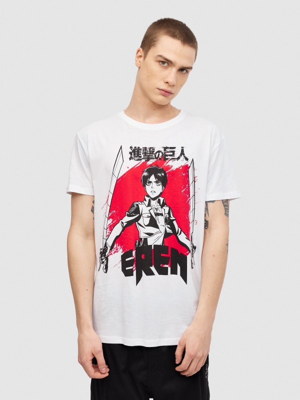 Camiseta Attack on Titan blanco vista media frontal