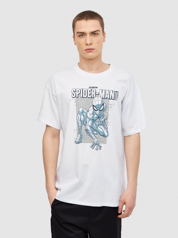 Oversize Spiderman T-shirt white middle front view