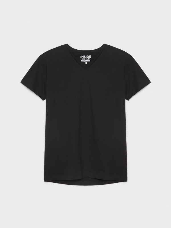  Camiseta básica cuello pico negro