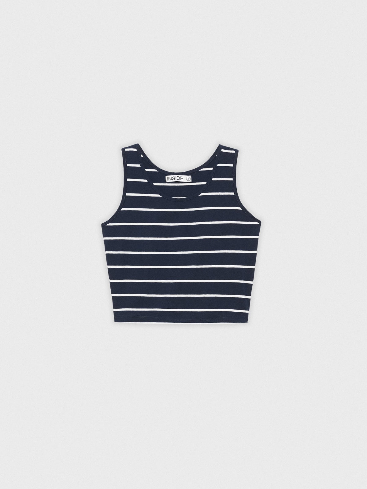  Striped cropped tank t-shirt blue