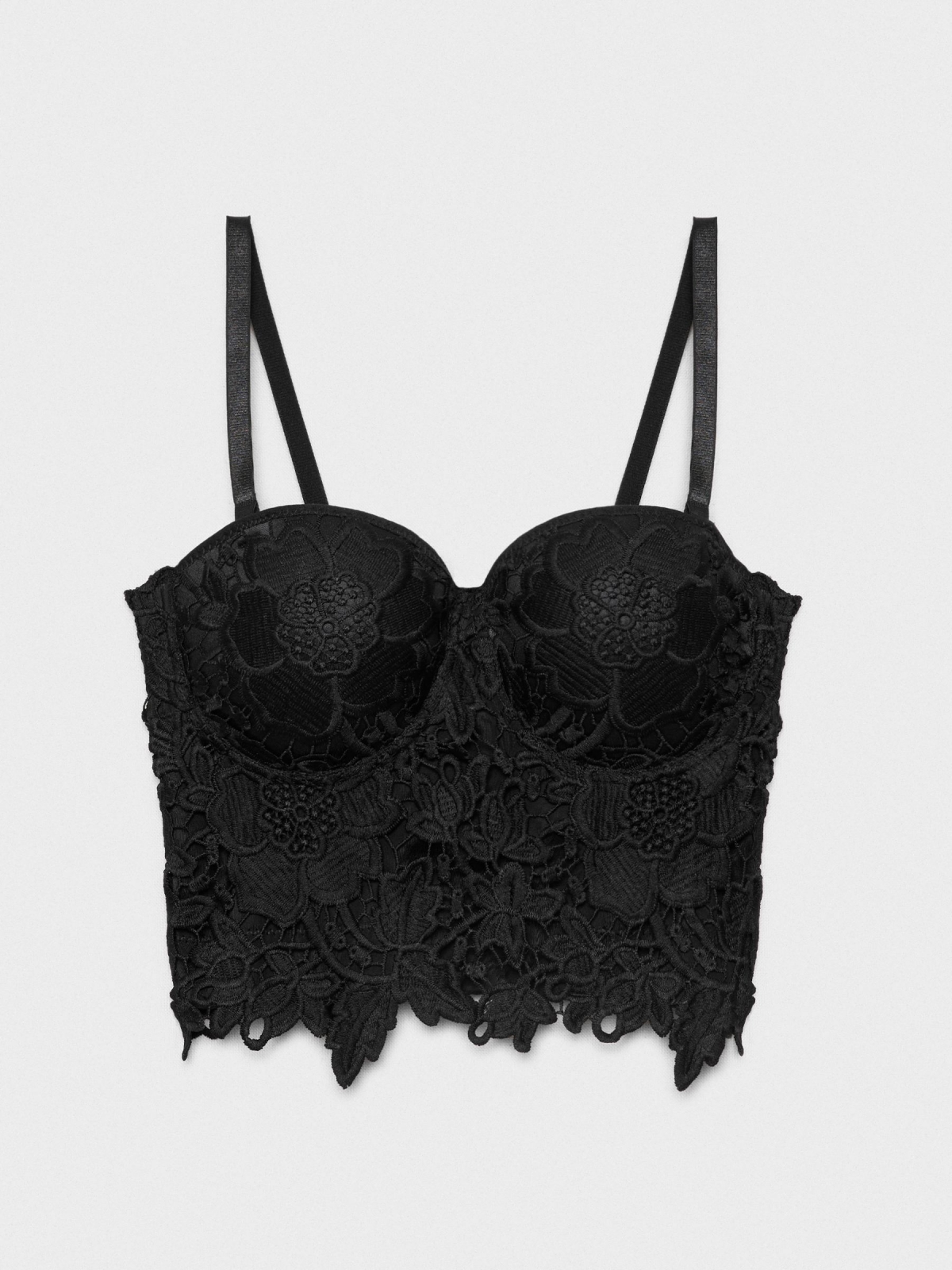  Floral lace bustier black