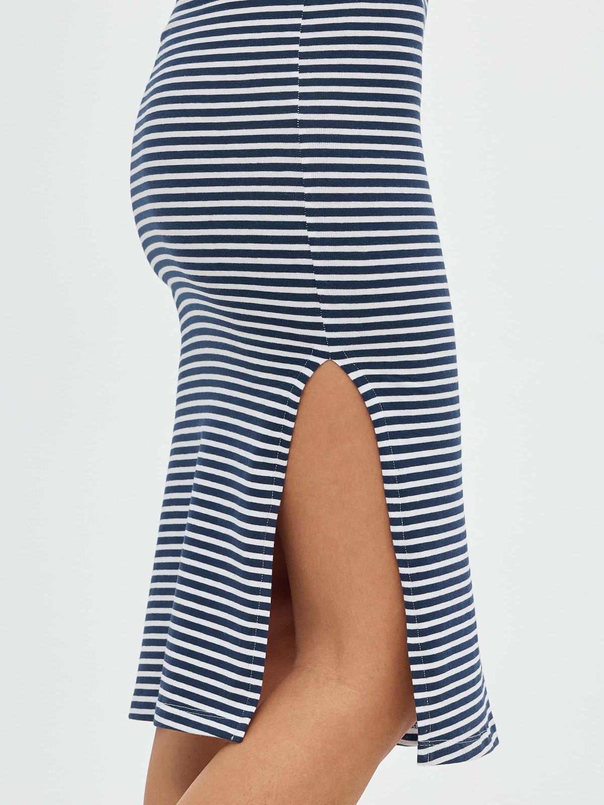 Striped midi dress navy detail view