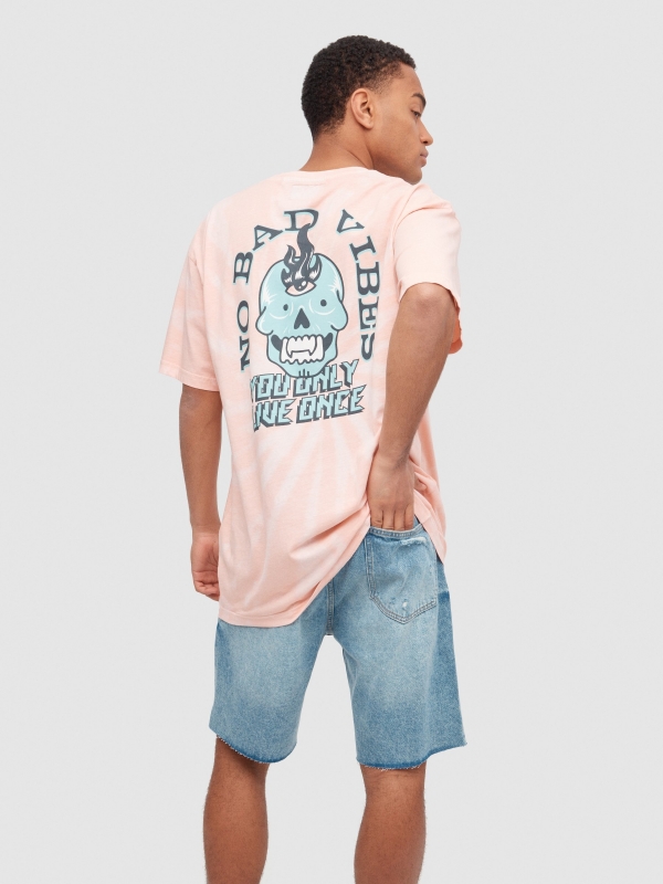 Regular ripped denim bermuda short blue middle back view