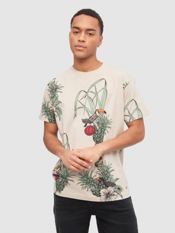 T-shirt tropical com ananás