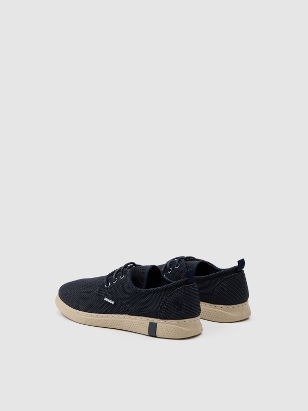 Spotted nylon sneaker dark blue 45º back view