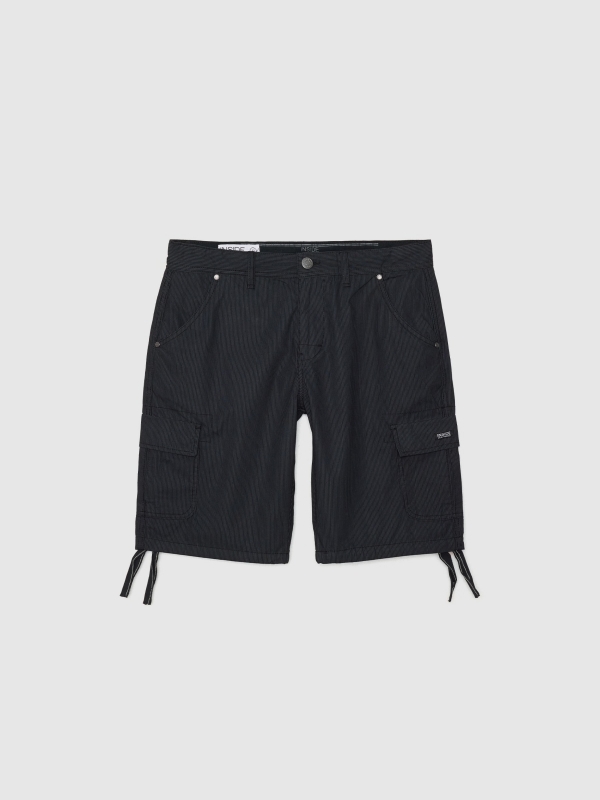  Striped cargo bermuda black