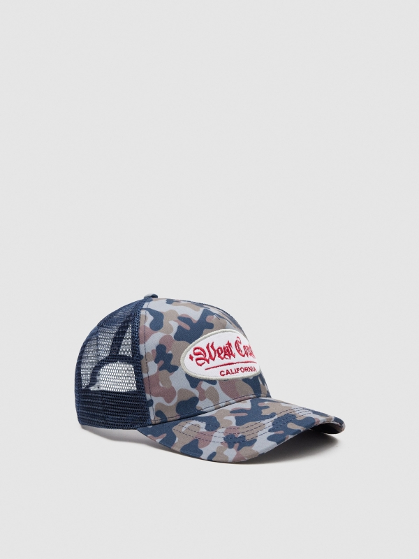 Gorra trucker camuflaje azul vista detalle