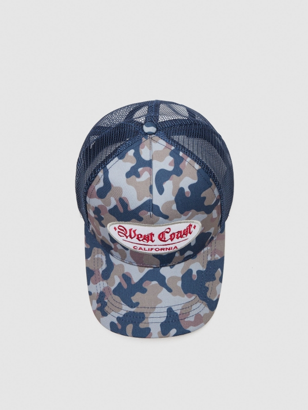 Gorra trucker camuflaje azul vista detalle