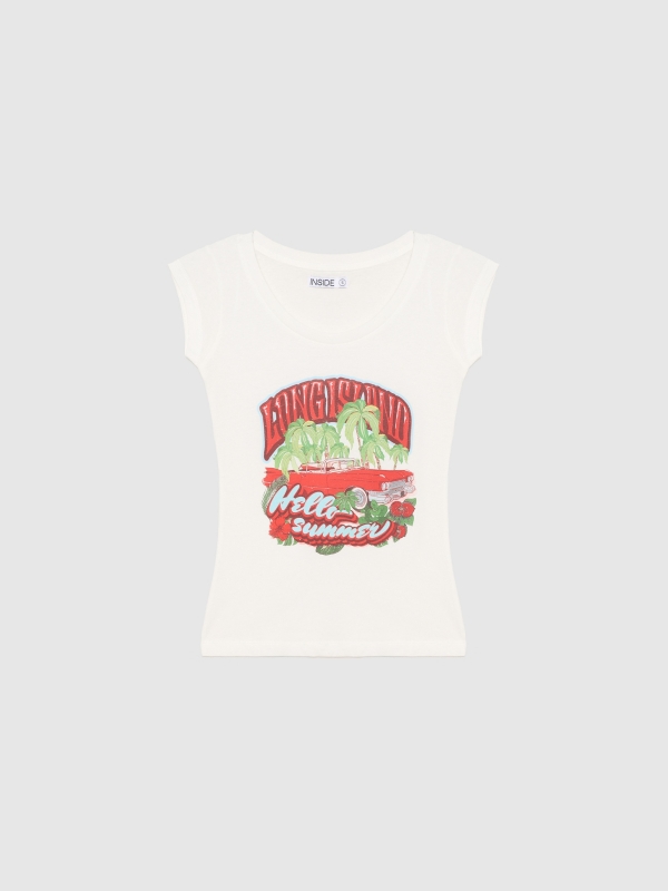  Camiseta Hello Summer blanco roto