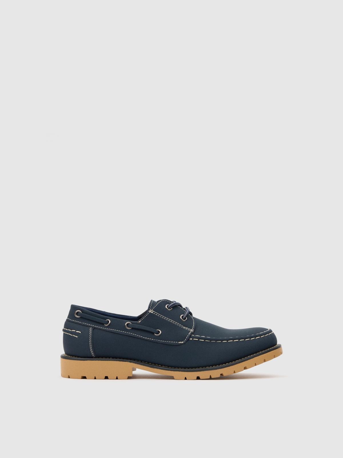 Navy leather effect nautical shoe navy